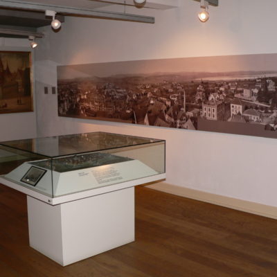 Modell und historisches Stadtpanorama